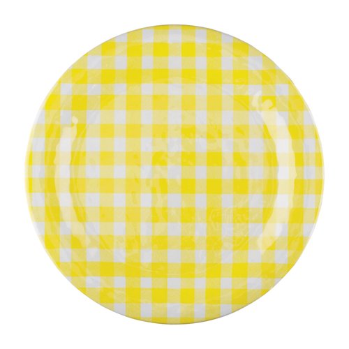 UPware 12 Piece Gingham Melamine Dinnerware Sets, Outdoor Dishes Set, Plates and Bowls Sets, Service for 4, Yellow