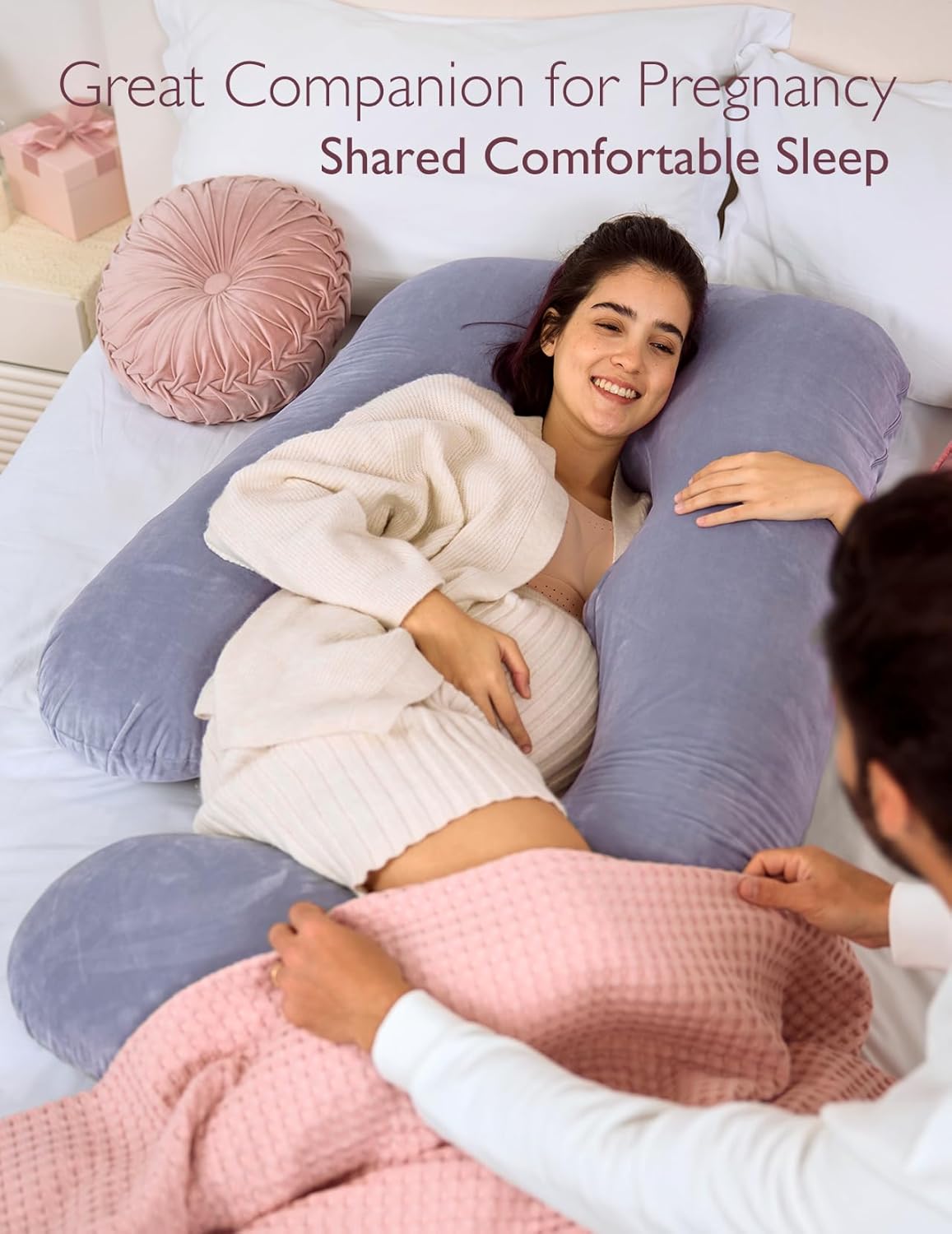 Momcozy Nursing Bra - Breathable Mesh Comfort for Maternity | Medium Size U-Shaped Full Body Pillow