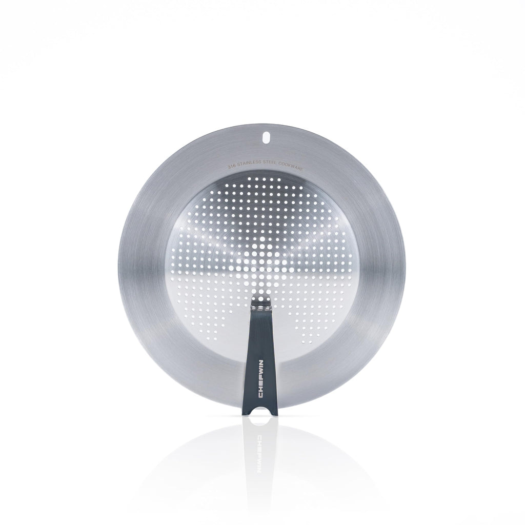 CHEFWIN Self-Standing Universal Lid for Pots and Pans – 7 to 12 Inch Fit – 316 Stainless Steel, Steam Vent, Dishwasher Safe