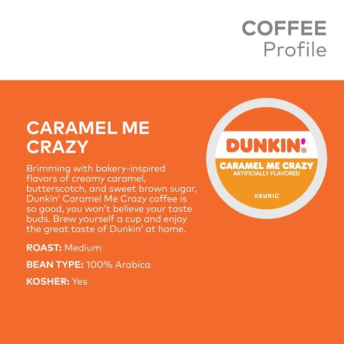 Dunkin' Caramel Me Crazy Coffee - 88 Flavored Keurig K-Cup Pods for Delicious Brews
