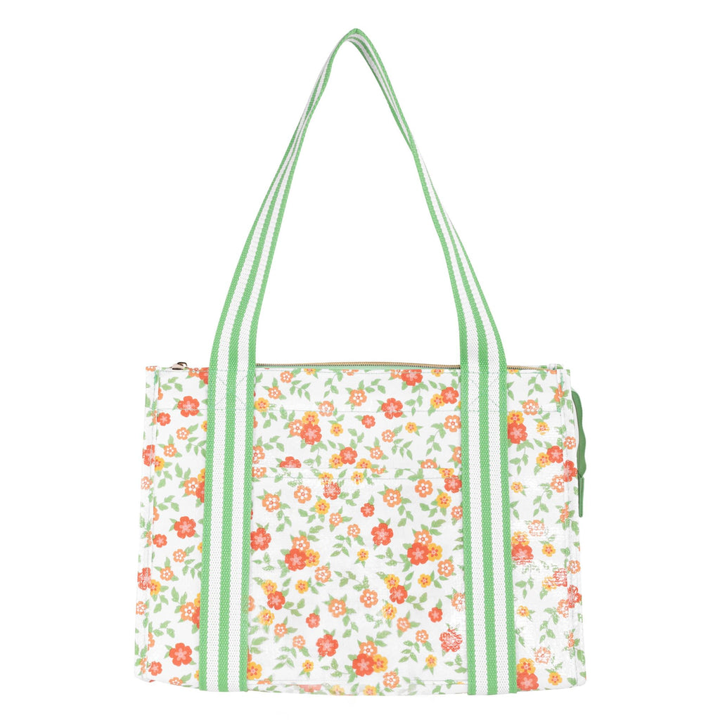 Martha Stewart Large Lunch Bag, Insulated Lunch Box for Women, Small, Water-Resistant with Comfortable Carry Straps, Small Cooler Measures 14" x 8" x 10", Floral Cloud Dancer