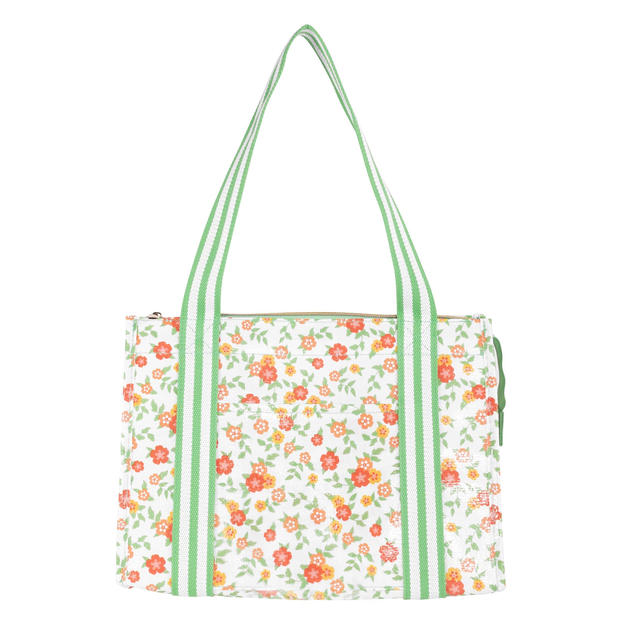 Martha Stewart Large Lunch Bag, Insulated Lunch Box for Women, Small, Water-Resistant with Comfortable Carry Straps, Small Cooler Measures 14" x 8" x 10", Floral Cloud Dancer