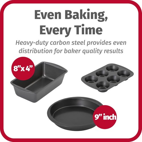 GoodCook Everyday Nonstick Steel Bakeware Set - 5-Piece Durable Gray Baking Essentials