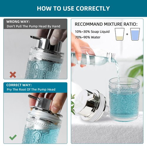 KASUNTING Foaming Soap Dispenser, Clear Glass Foam Hand Soap Dispenser for Bathroom, Refillable 7.8 Fl Oz Foamy Pump Bottle with Plastic Sliver Pump, Vintage Dish Soap Foam Dispenser