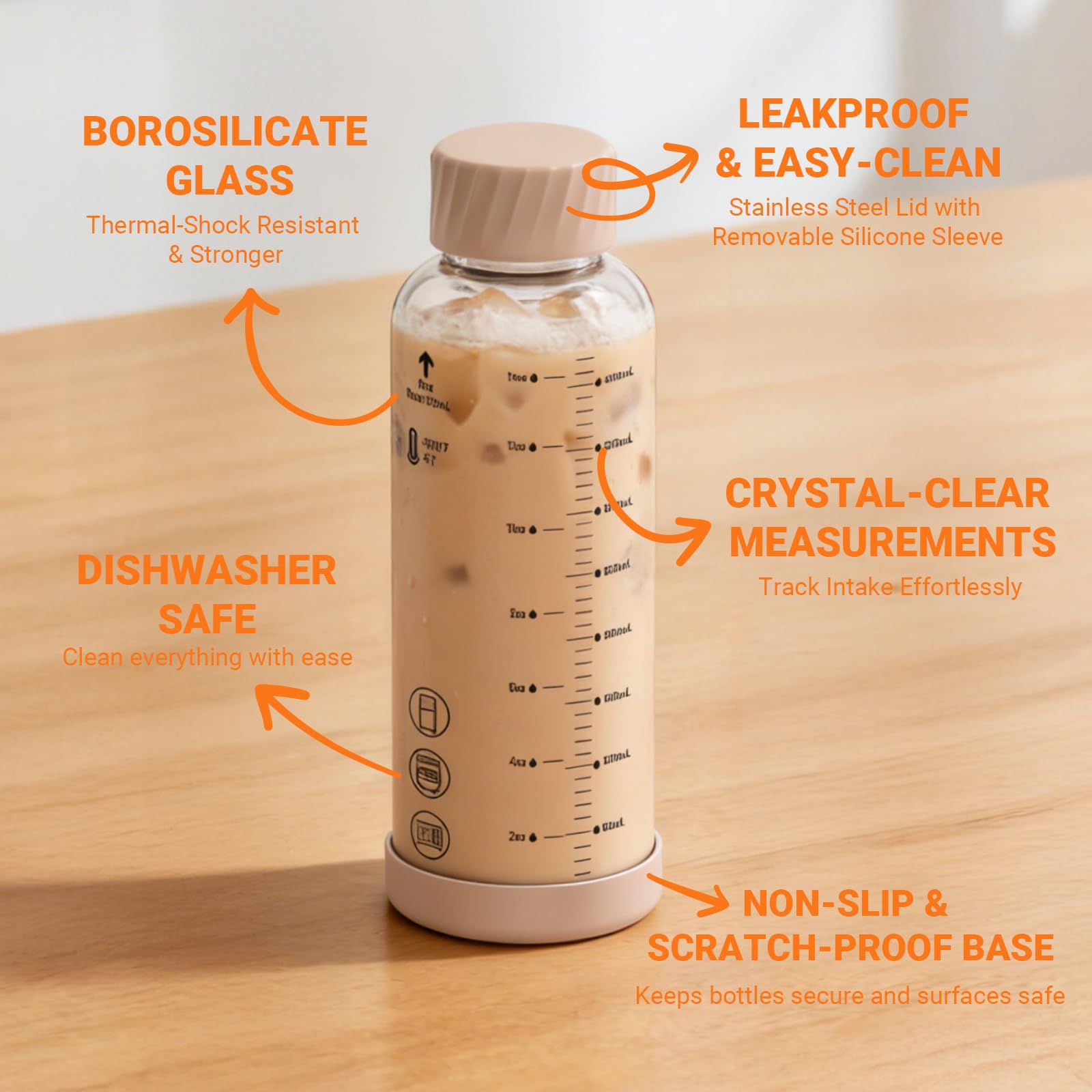 Luxfuel Glass Juice Bottles with Lids 12oz, 6 Pack – Borosilicate Glass Bottles for Juicing, Smoothies, Water & Beverage Storage, Stainless Steel Lids, Reusable, Leakproof, Heat-Resistant, BPA-Free