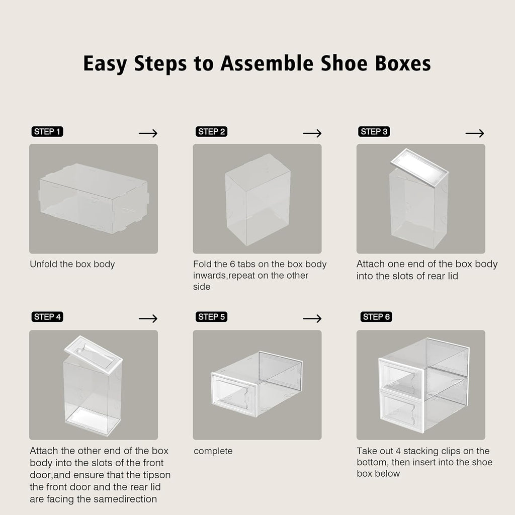 SEE SPRING X-Large Shoe Storage Box - Clear Plastic Stackable Organizer for Size 11 Shoes | 12 Pack