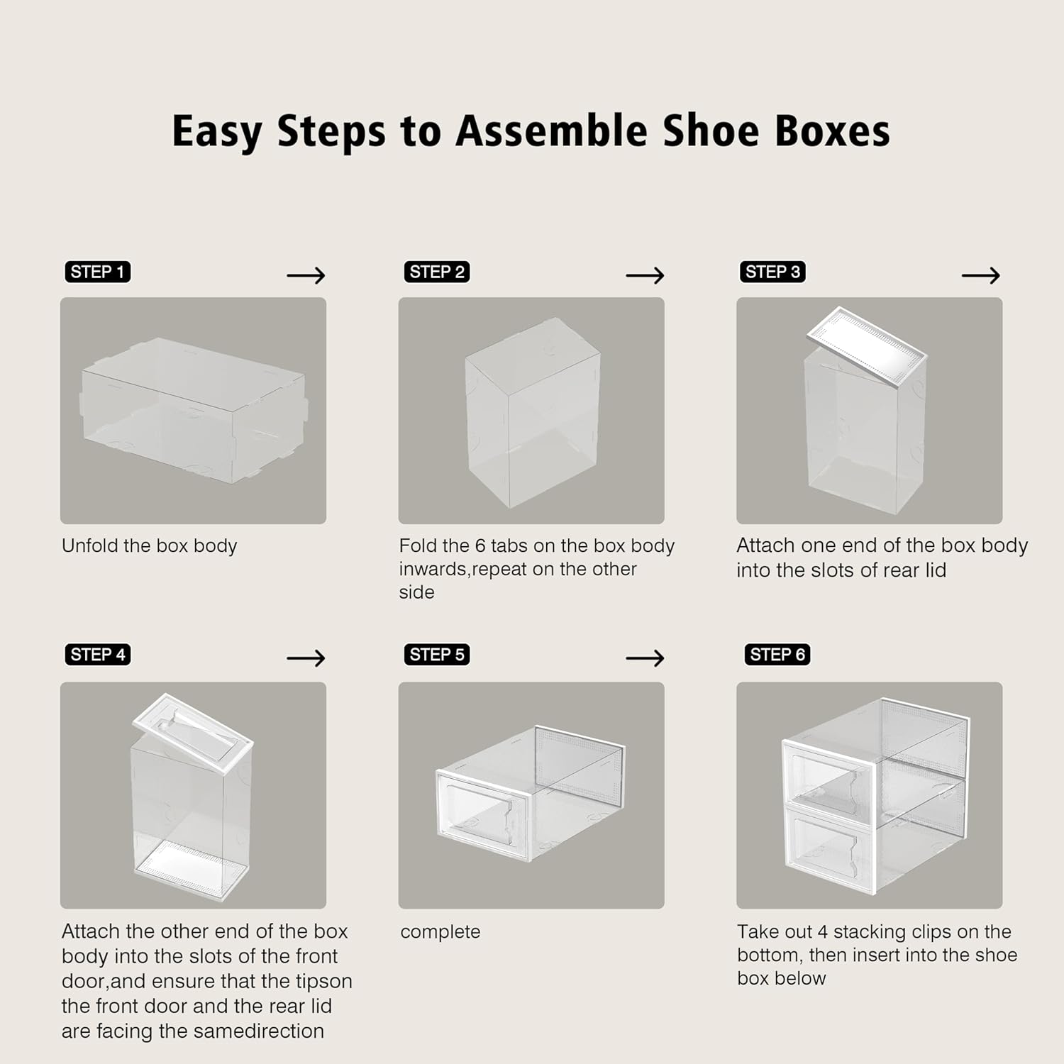 SEE SPRING X-Large Shoe Storage Box - Clear Plastic Stackable Organizer for Size 11 Shoes | 12 Pack