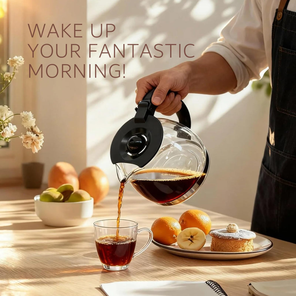 5 Cup Replacement Coffee Carafe, Fits Mr Coffee 5-cups Coffee Machines Model BVMC-PC05BL2, BVMC-SC05BL, Compatible with Gourmia GCM3510 5cups Coffee Maker, Black handle