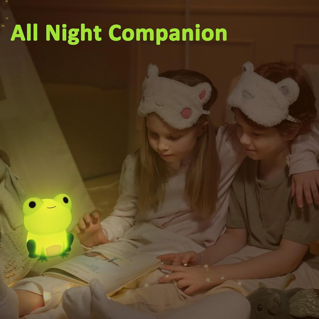 OkiyiD Frog Night Light - Rechargeable Dimmable Bedside Lamp with Touch Control | Portable Kids Gift