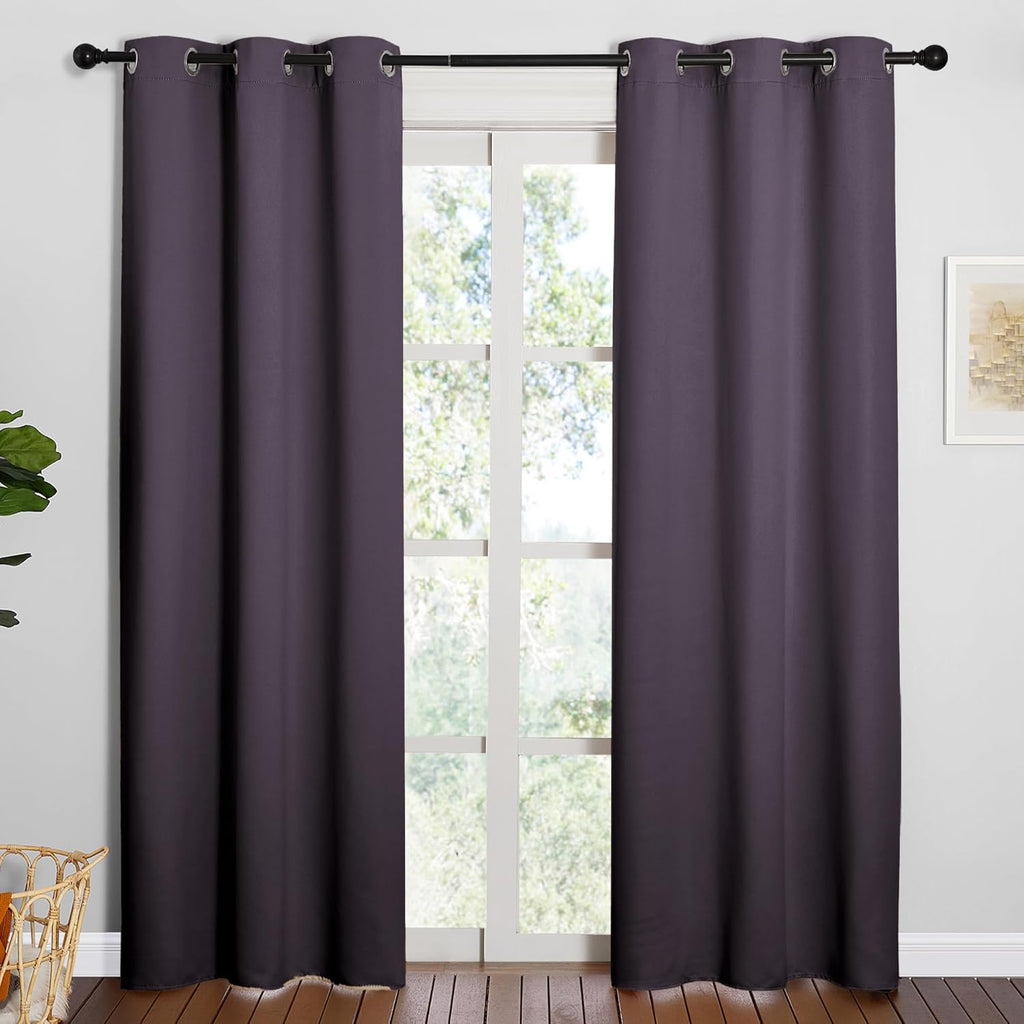NICETOWN Greyish Purple Blackout Curtains - Thermal Insulated 84-Inch Drapes for Large Windows | 2 Panels, 42" Wide