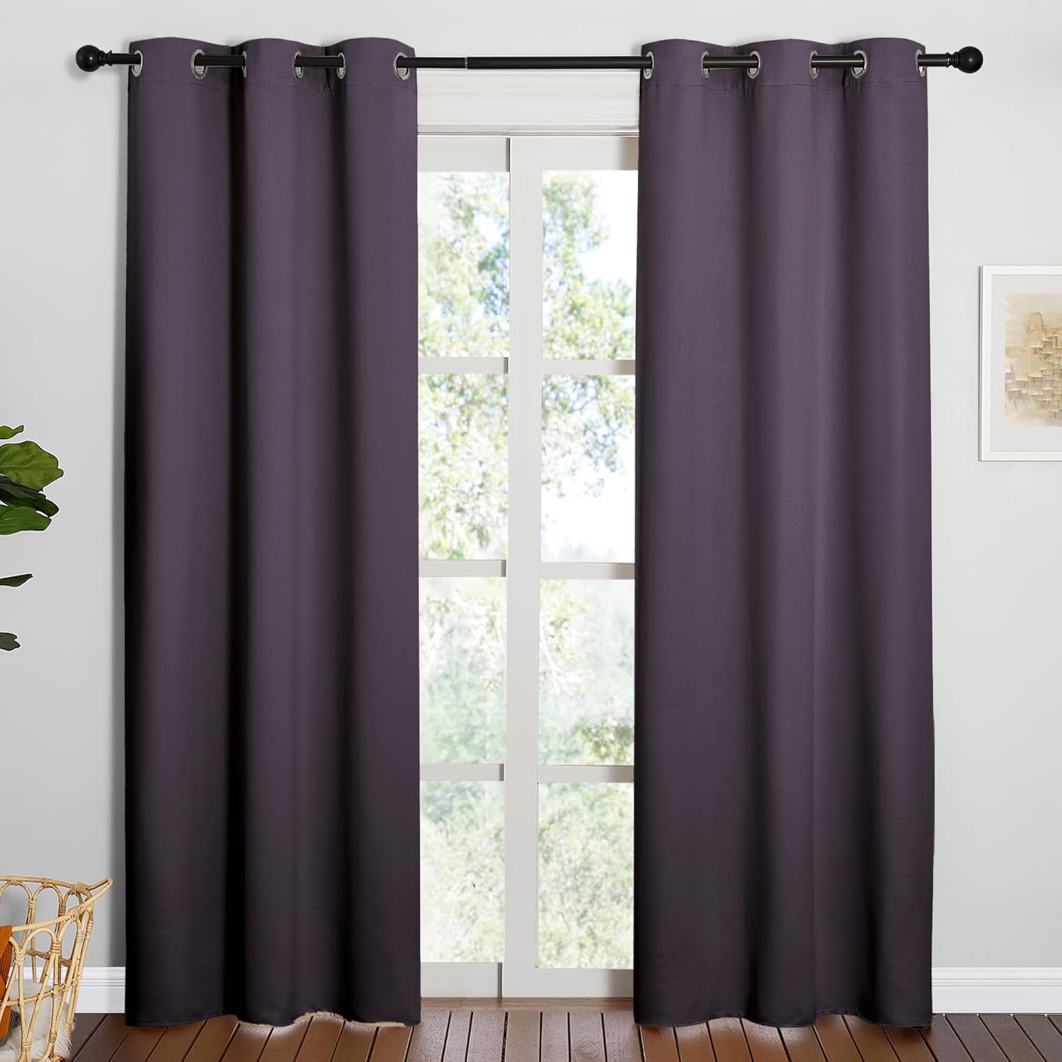 NICETOWN Greyish Purple Blackout Curtains - Thermal Insulated 84-Inch Drapes for Large Windows | 2 Panels, 42" Wide
