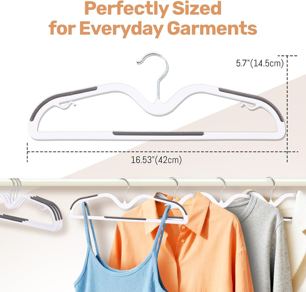 Sishynio Heavy Duty Plastic Hangers - 20 Pack Non-Slip Closet Organizer for Shirts & Coats (Grey)