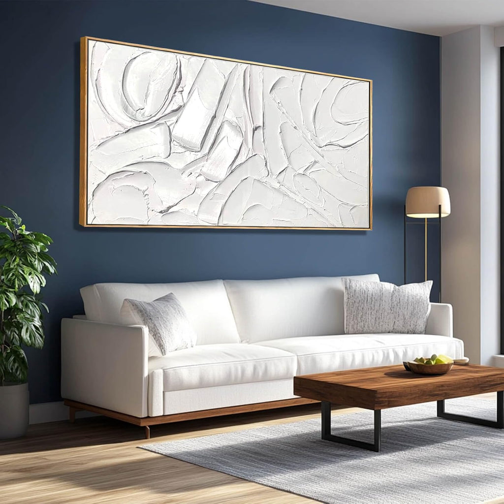 Skiennix Abstract Oil Painting - Framed Canvas Art for Maximalist Decor | 24"x48" Modern Wall Art