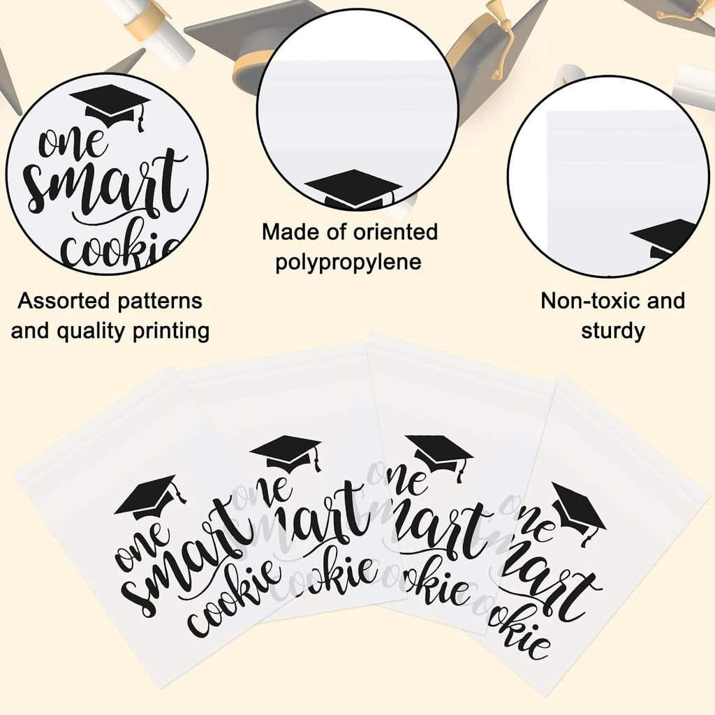 Whaline Graduation Treat Bags - 320Pcs Clear Cellophane Goodie Bags for Cookies & Snacks