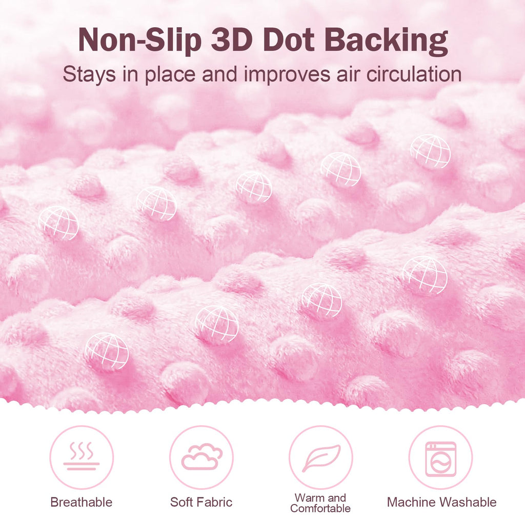 Pink Bow Baby Blankets for Girls, Soft Pink Bow Nursery Minky Blanket with Muslin Front and Dotted Fleece Back for Newborn Warm Pink Cute Blankets for Infant Toddlers 30 x 40in
