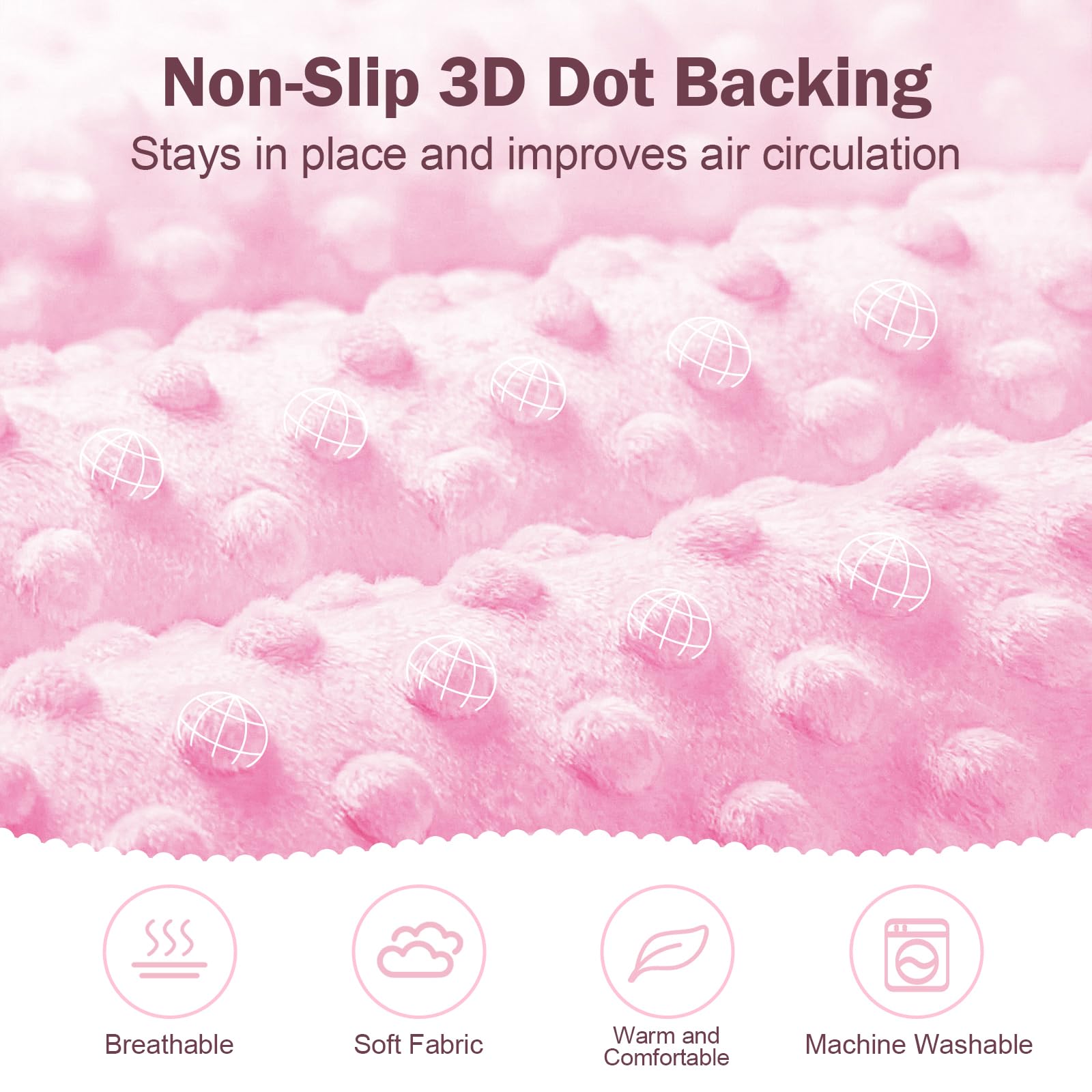 Pink Bow Baby Blankets for Girls, Soft Pink Bow Nursery Minky Blanket with Muslin Front and Dotted Fleece Back for Newborn Warm Pink Cute Blankets for Infant Toddlers 30 x 40in