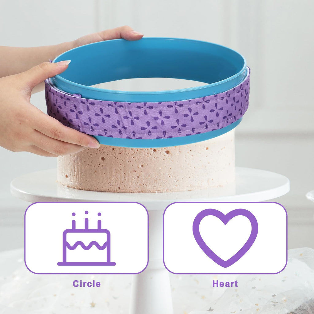 4 Pcs Cake Strips, Washable Reusable Cake Pan Wraps for Even Baking Convenient Cakes Bakings Supplies for Kitchen Bakery Restaurant to Evenly Moist Level(Purple)