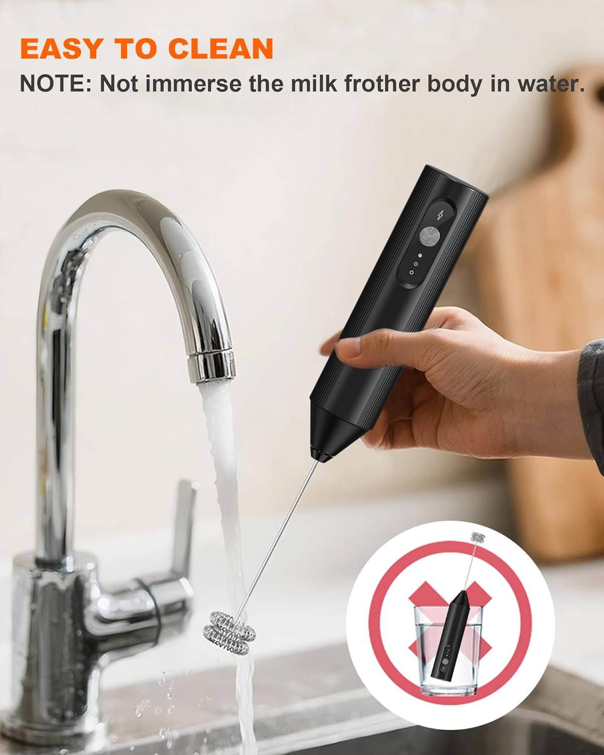 Skiennix 3-Speed Rechargeable Milk Frother - Dual Coil Handheld Whisk for Coffee, Matcha & Hot Chocolate | Portable Kitchen Gift in Black