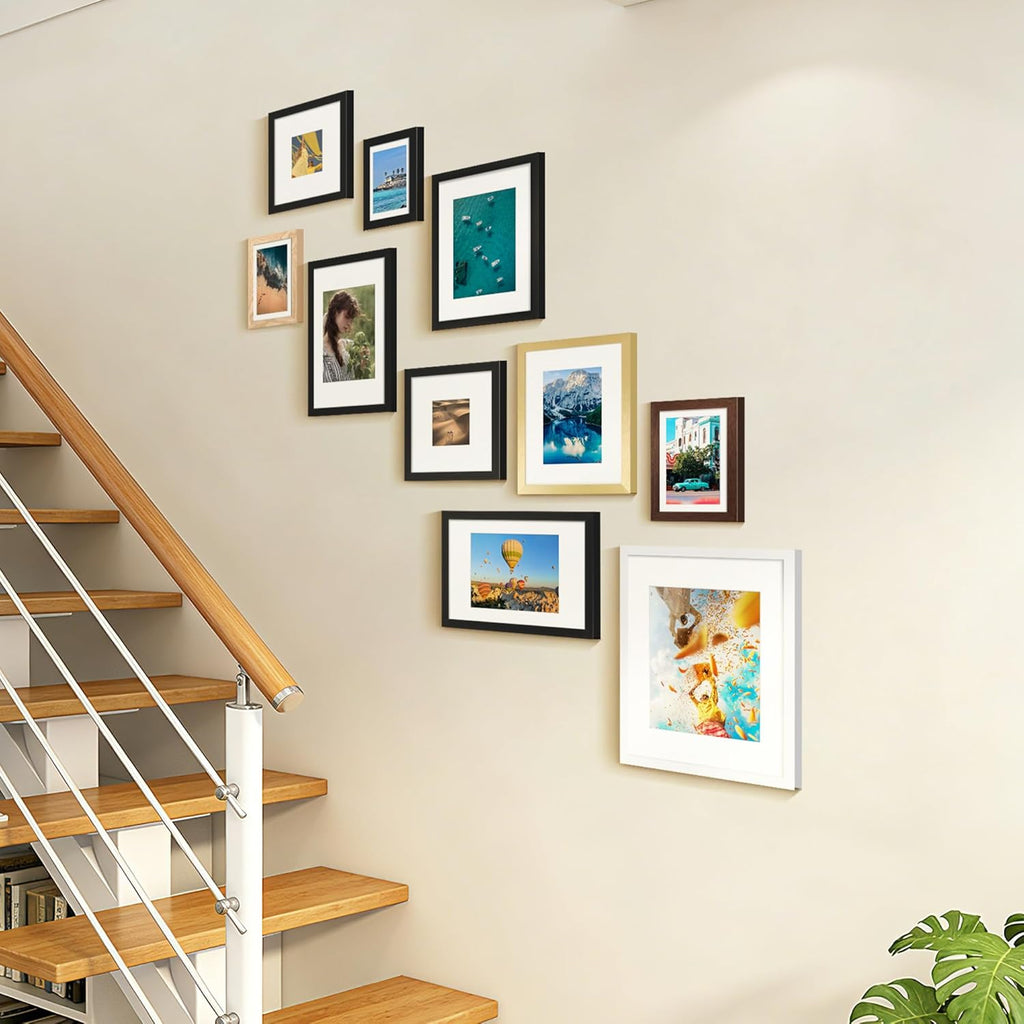 Upsimples 5x7 Picture Frame Set of 10 - Versatile Multi-Photo Collage Frames in Black for Wall or Tabletop Display