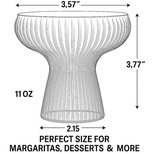 Oojami Lunara Clear Plastic Margarita Glasses, 11 oz, Set of 40, Disposable Party Cups for Cocktails (Clear Ripple Ribbed)