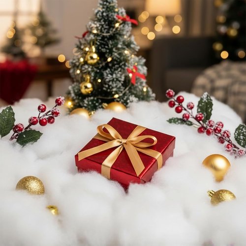 Cididu Fake Snow | 1000g Fluffy Artificial Fiber Fill for Christmas Decor - White Indoor Home Decoration