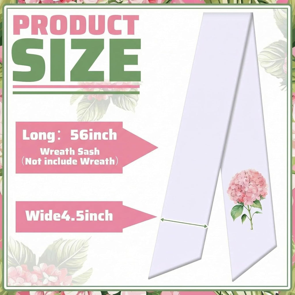 VitalCozy Pink Hydrangea Wreath - Elegant Satin Sash for Front Door Decor | Perfect for Indoor/Outdoor Use
