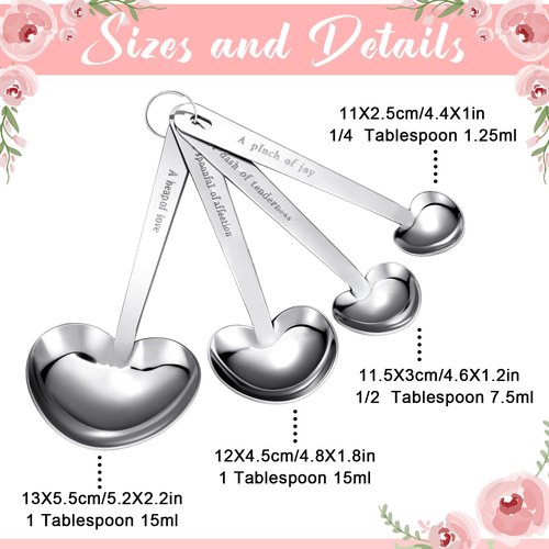 Yinder 50 Set Heart Shaped Measuring Spoons Wedding Favors for Guests Measuring Spoon Favors Gift with Gift Box and Thank You Card for Wedding Bridal Shower Baby Shower Birthday Souvenirs(Pink)