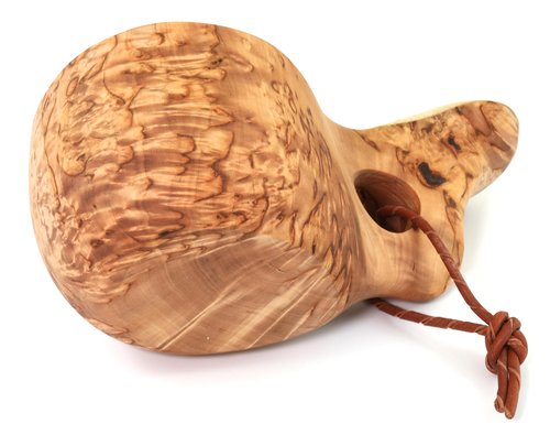 Kuksa wooden Nordic drinking cup Handmade in Finland from birch gnarl - with Reindeer logo