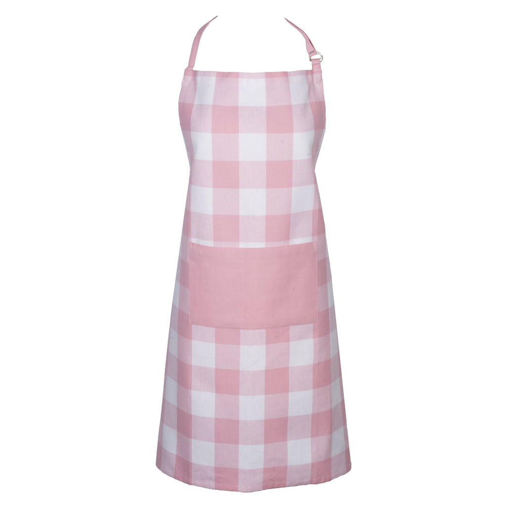 DII Unisex Buffalo Check Kitchen Collection, Classic Farmhouse Chef Apron, One Size, Pink &White