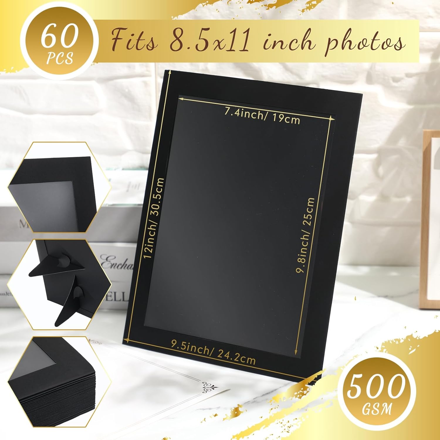 Tatuo 8.5 x 11 Picture Frames - Horizontal Document Holders for Awards & Certificates | Black, 25 Pcs