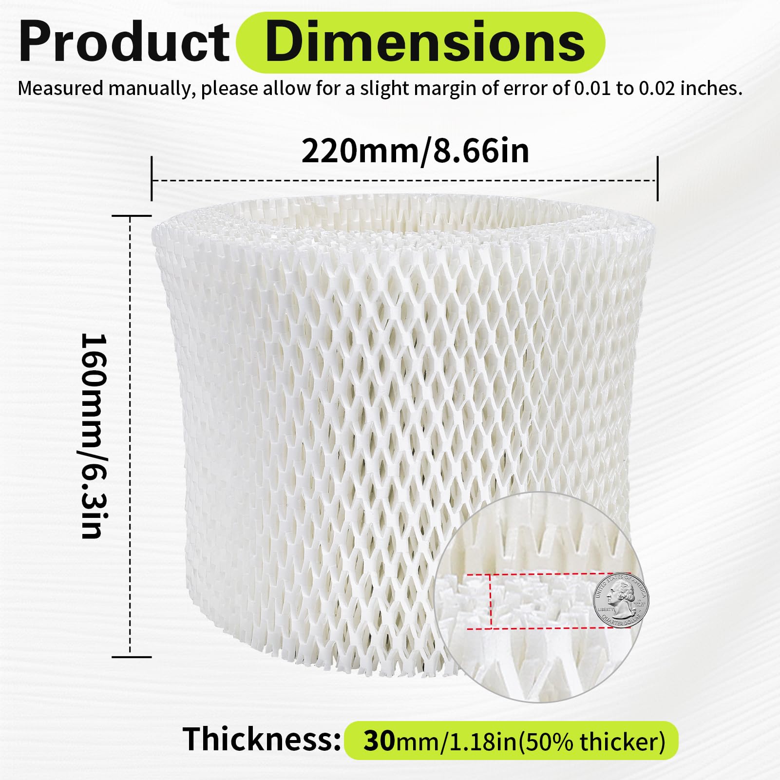 Xastro Upgraded Thickened Humidifier Wick Filter 2-Pack for Pelonis PSU10E1BB, PSU10E1WW, PSU10E2FWW, PSU10E2FBB - Replacement Humidifier Wicking Filter Compatible with Pelonis Humidifier