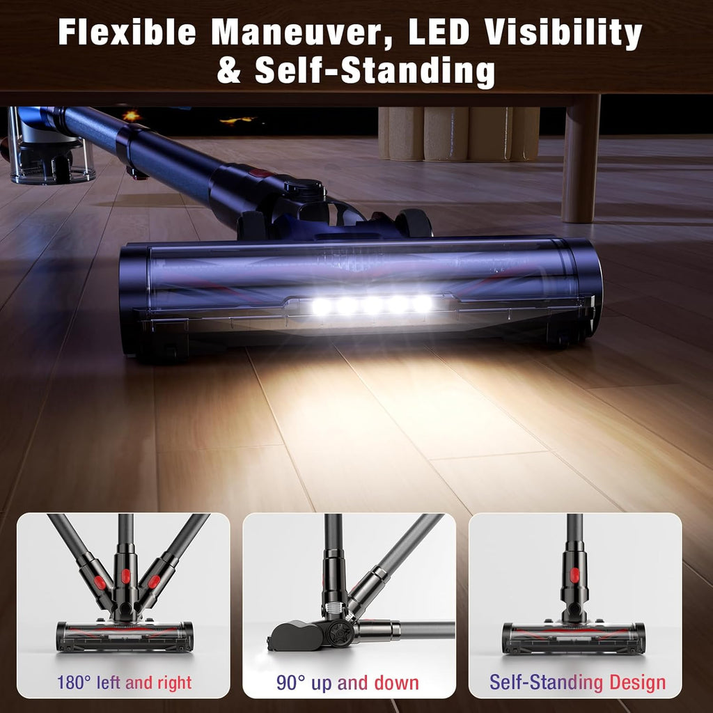 Skiennix Cordless Vacuum Cleaner - 450W Powerful Suction | 50-Minute Runtime, Lightweight 8-in-1 for Pet Hair & Hard Floors