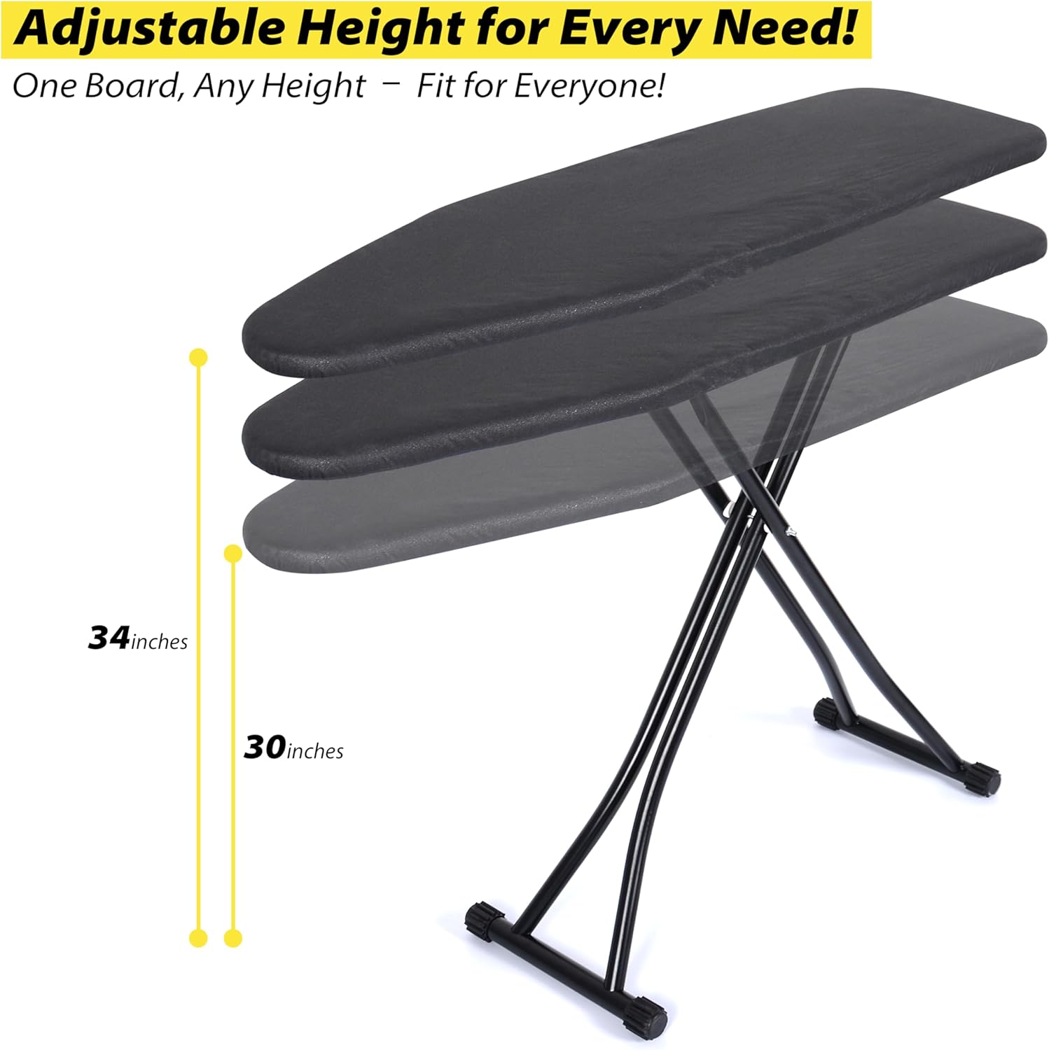 Skiennix Foldable Adjustable Height Ironing Board - Lightweight & Durable with Heat-Resistant Cover