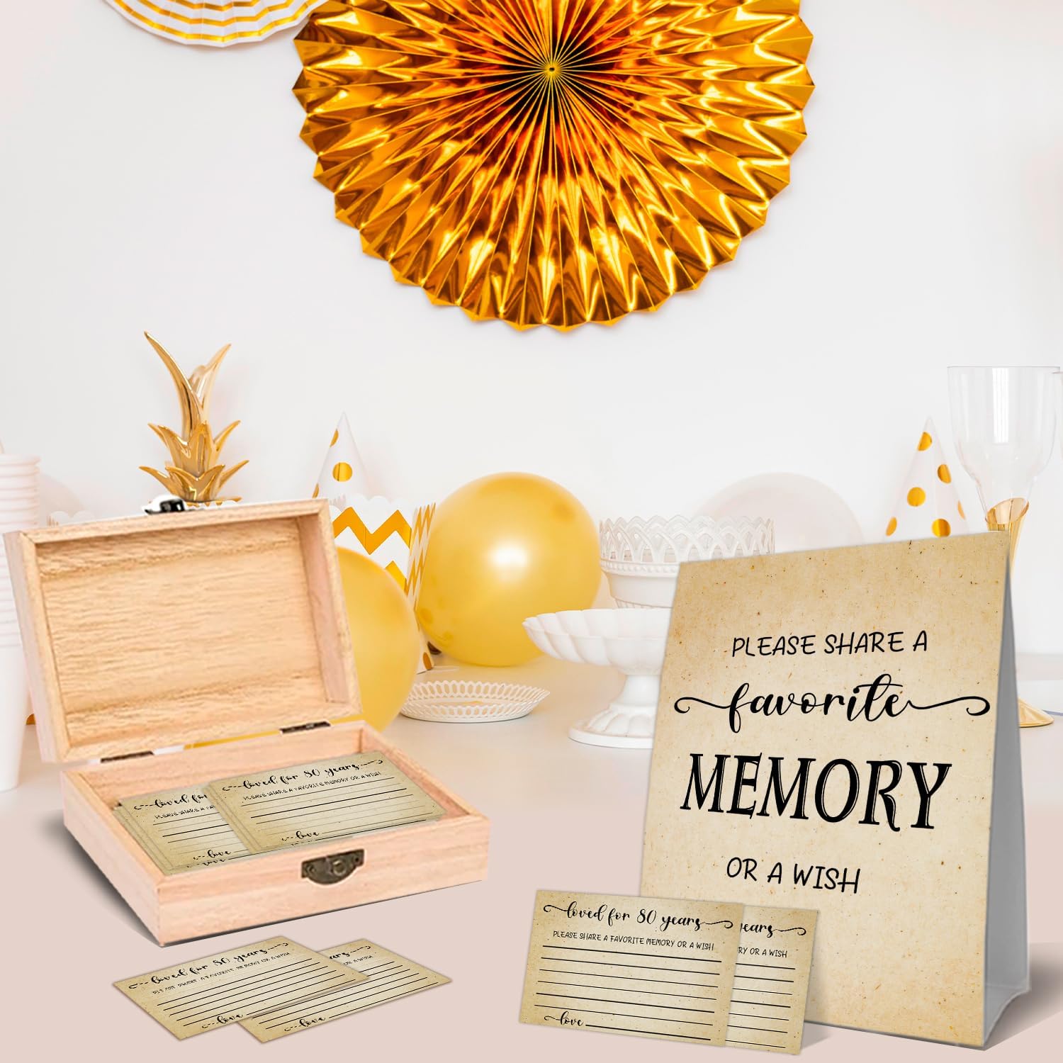 QUPT 80th Birthday Memory Box Set - Share Memories with 50 Cards | Unique 1946 Gifts for Him & Her