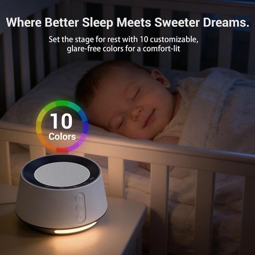 BGOVERSS White Noise Machine - 20 Soothing Sounds & 10 Color Lights | Portable Sleep Aid for Baby Nursery & Adults, Pink