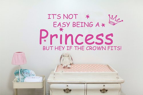 Blinggo NOT Easy Being A Princess Girl Wall Quote Sticker Graphic Vinyl Home Kid décor Pink 10" X 22"