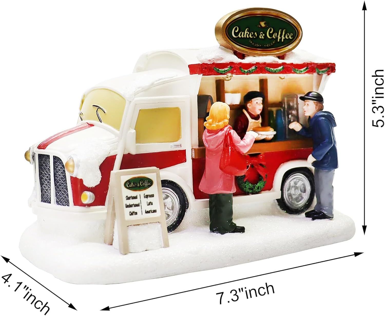 Moments In Time Christmas Village Lighted LED Food Truck Scene - Hand-Painted Holiday Décor