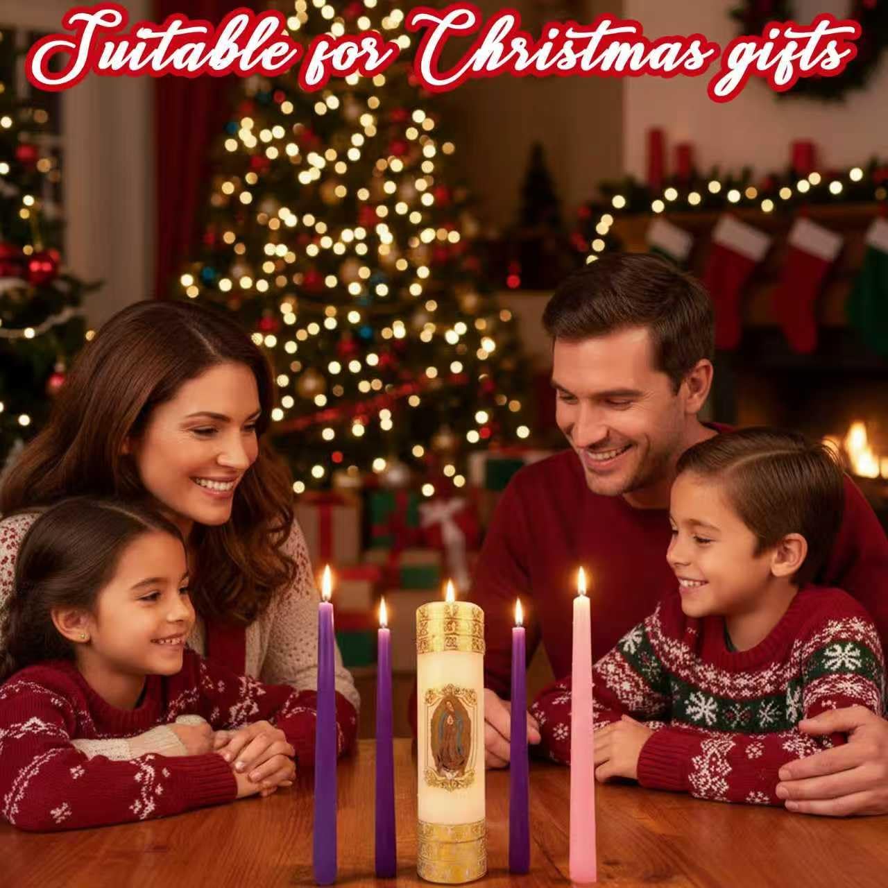 Regine Switzerland Advent Candle Holders - 4-Piece Nativity Wreath Centerpiece Decor | Christmas Decorations