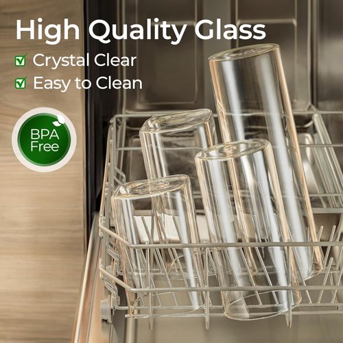 ComSaf Glass Pasta Storage Container Set - 2 Qt Tall Airtight Jars with Wood Lids for Kitchen Pantry