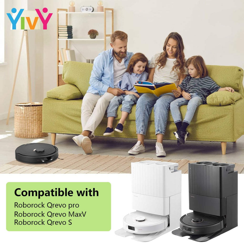 Yivy Vacuum Cleaner Replacement parts Compatible with Roborock Qrevo pro/Qrevo MaxV/Qrevo S/Qrevo plus,2 Main Brush Roller,6 White Side Brush,4 Hepa Filters,8 Mop Pads,6 Dust Bags (White-29)