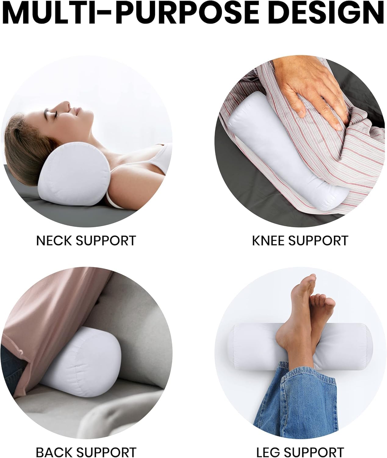 Utopia Bedding Bolster Pillows Insert (Pack of 1, White) - 6 x 16 Inches Bed and Couch Pillows - Indoor Decorative Pillows