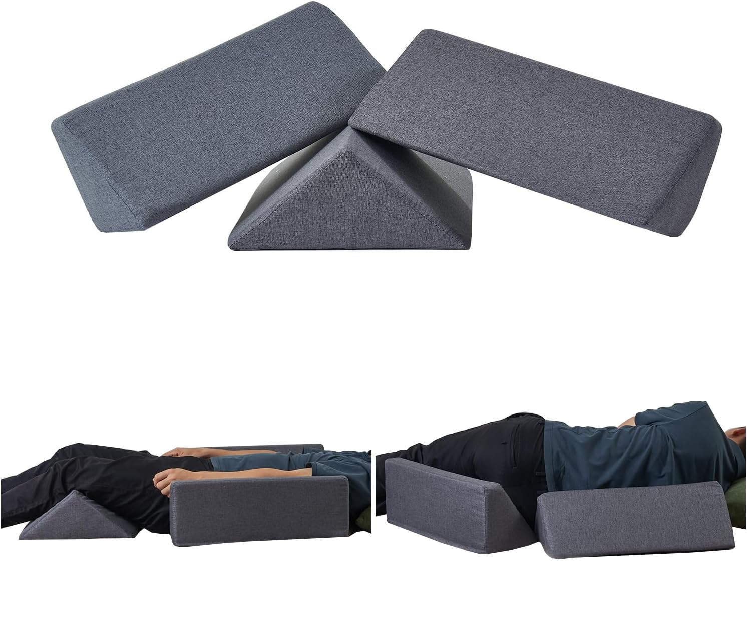 SAMTY Bed Wedges & Body positioners for Elderly/Seniors Side Sleeper(3 in 1) Triangle Bed Wedge Pillow for Back Pain Relief Wedge Pillow Set for After Surgery