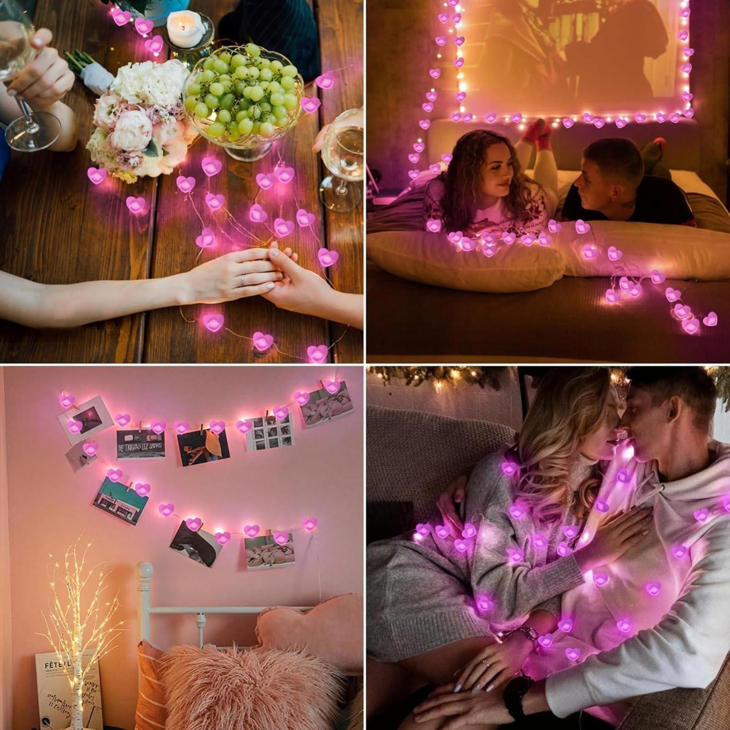Skiennix 10FT Pink Heart Fairy Lights - Battery Operated LED String Lights with Timer | Waterproof Indoor/Outdoor Decor for Valentine's Day & Special Occasions