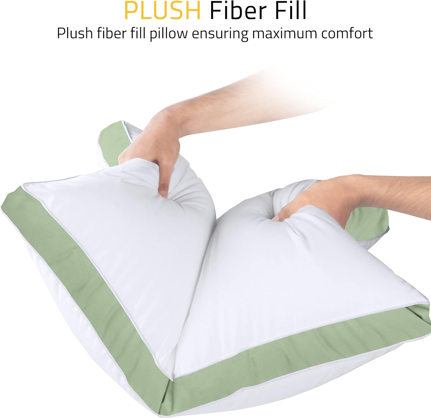 Utopia Bedding Queen Size Bed Pillows - Cooling Gusseted Set of 2 in Sage Green for All Sleepers