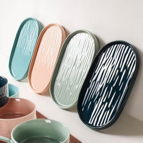 Artena Soup and Sandwich Plate Combo - 16 oz Ceramic Bowls with Handles & 9.85-inch Soft Pink Plates