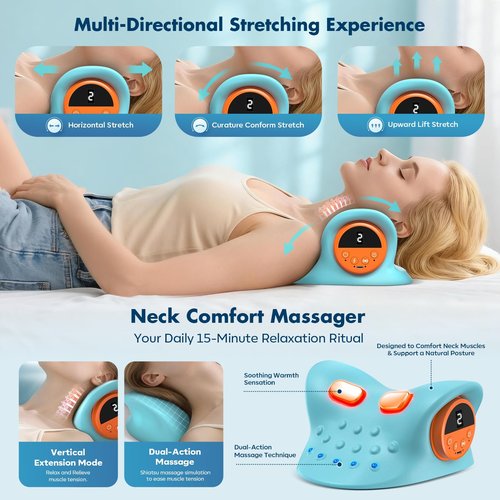 altoance Neck Massager 2026 360° Remote Control Neck Massager Pillow with Multi-Directional Stretch, 3 Heat & 3 Vibration Modes for Relaxation,Ergonomic Support at Home,Office,Travel