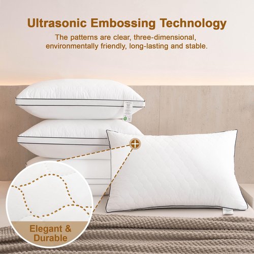 Bed pillows Reversible Queen Size Set of 4, Firm on One Side, Soft on the Other, Luxury Hotel Quality 3D Microfiber for Side, Back & Stomach Sleepers, Breathable Cover to Reduce Neck Pain 20*30