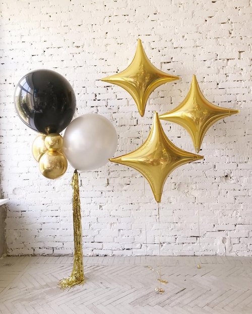 Gold Star | 12 Pcs Gold Foil Star Balloons - 26 Inch & 10 Inch for Birthday, Graduation, Baby Shower, Wedding Decor