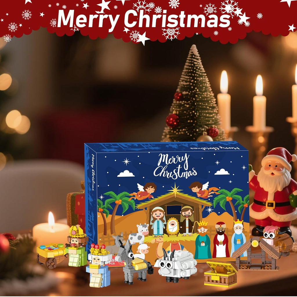 Nativity Building Blocks Advent Calendar 2025 - 24 Days of Christmas Countdown STEM Toy for All Ages