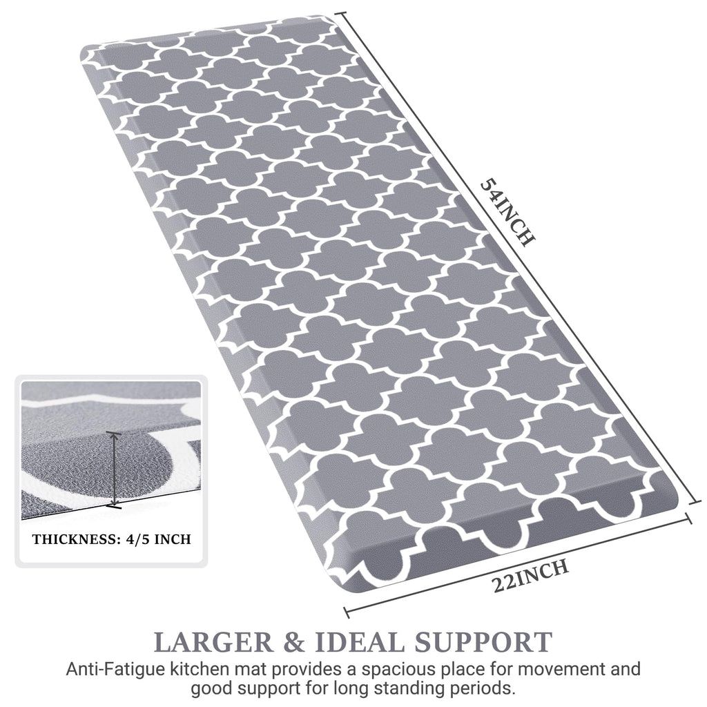 WISELIFE Anti Fatigue Floor Mat - 4/5 Inch Thick Kitchen Mat Non Slip Waterproof Heavy Duty Ergonomic Comfort Mat Durable for Home, Office, Sink, Laundry,(22" x 54", Grey)